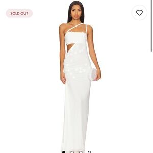 Deme by Gabriella Leslie Gown in White Elegant White One-Shoulder Dress